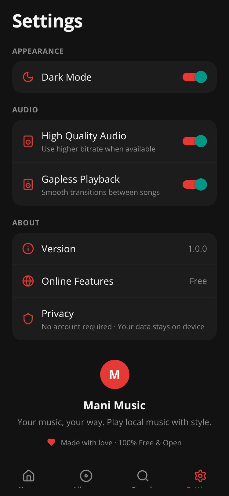 Mani Music screen 2