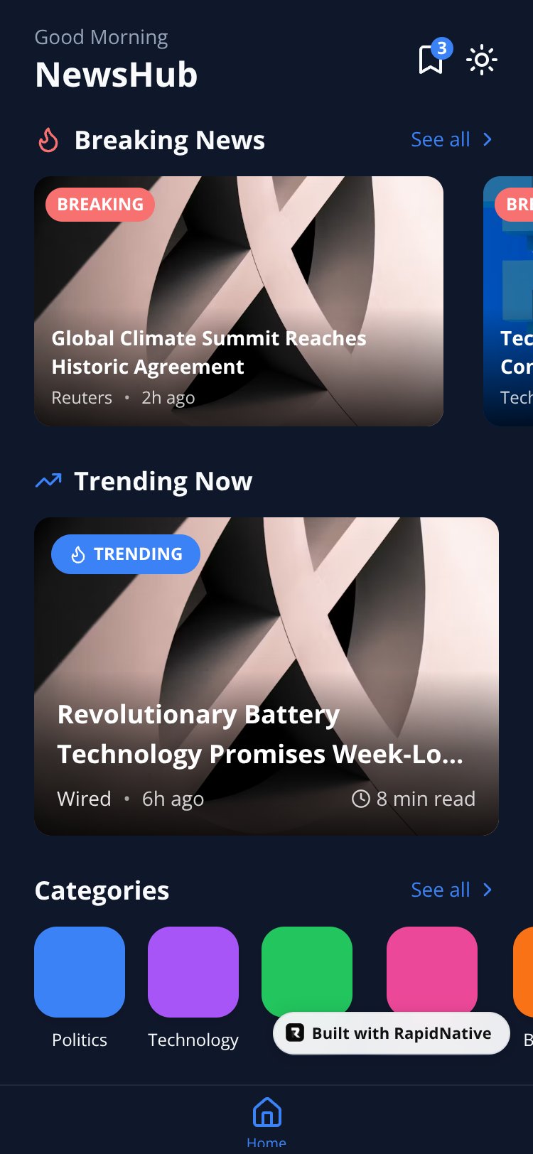 NewsApp screen 1
