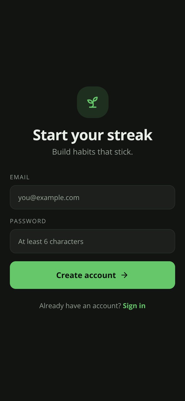 Habit Tracker screen 2