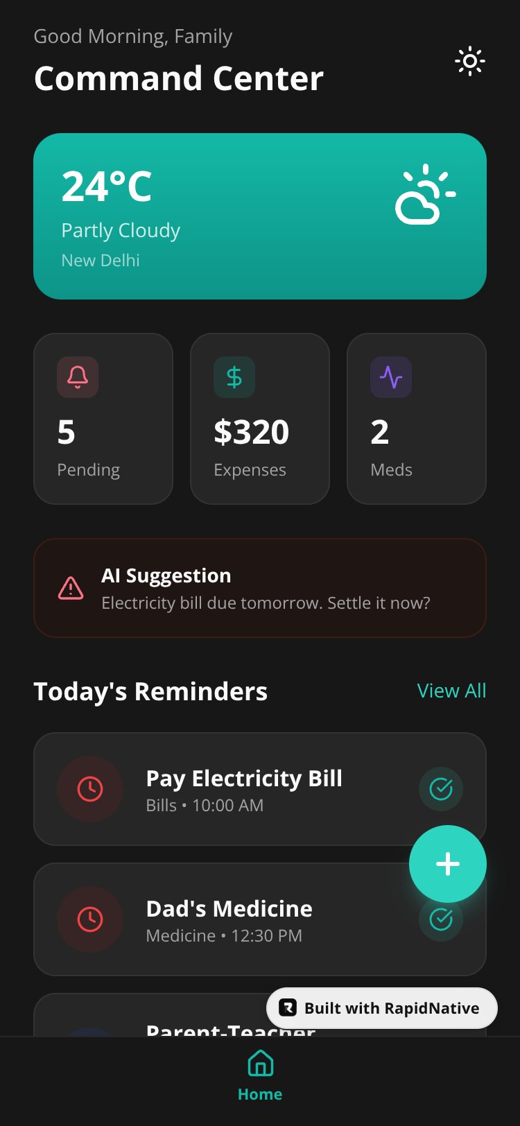 Family Command Center screen 1