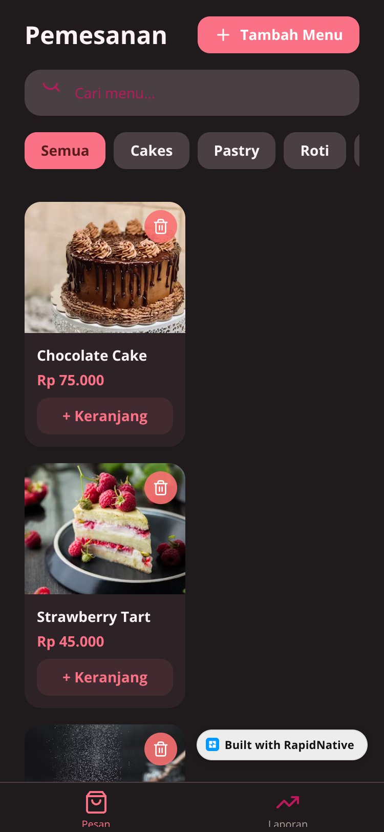Bakery POS screen 1