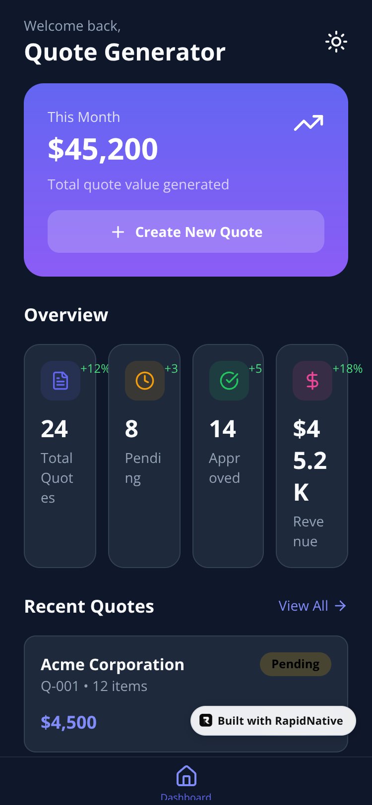 QuoteGen screen 1