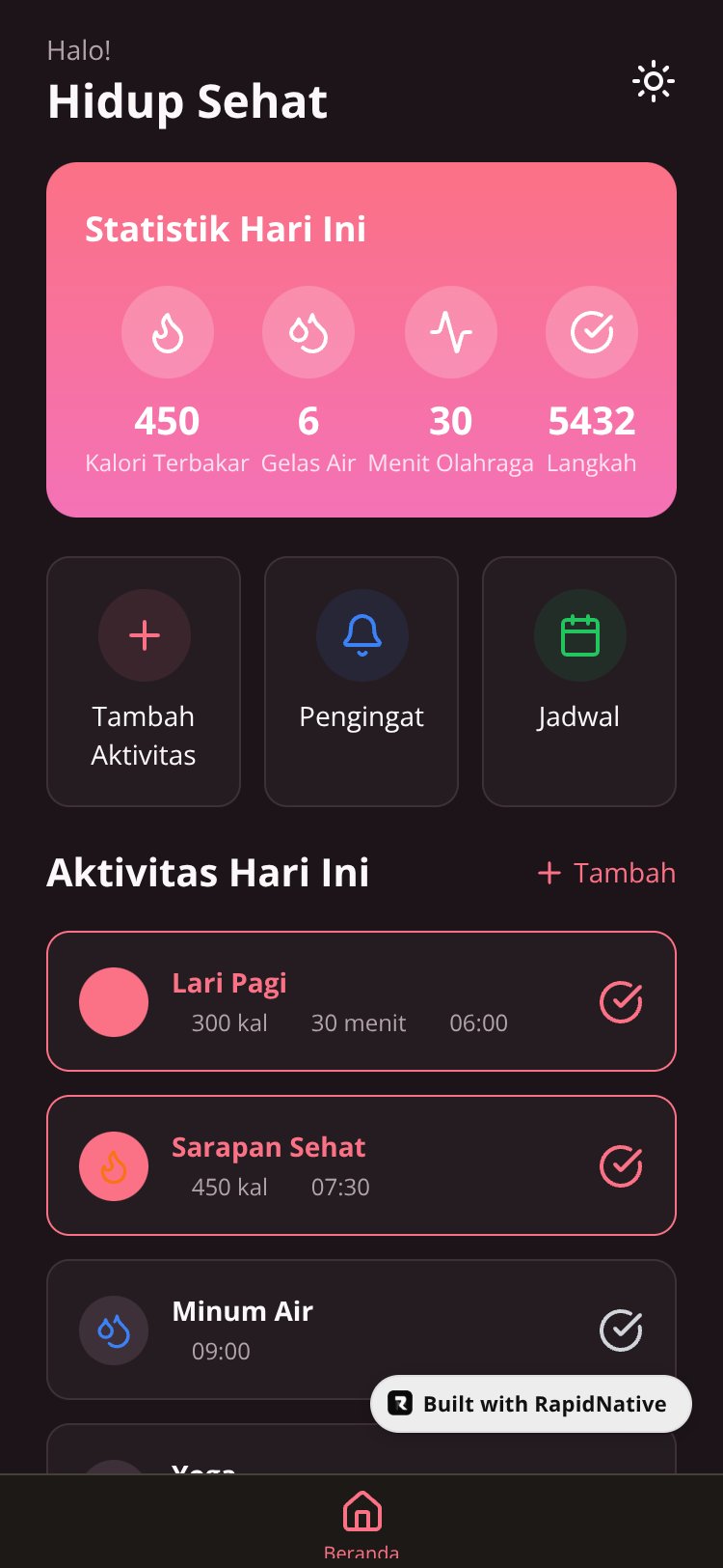 FitTrack screen 1
