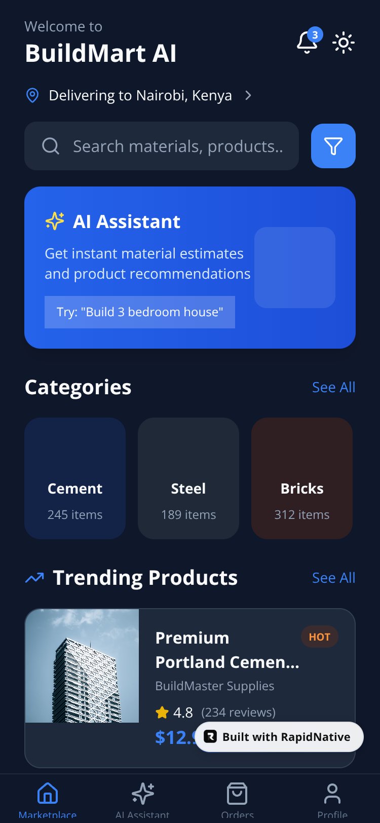 BuildMart AI screen 1