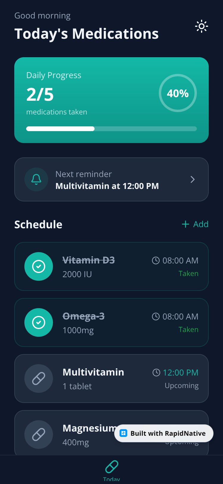 MediTracker screen 1