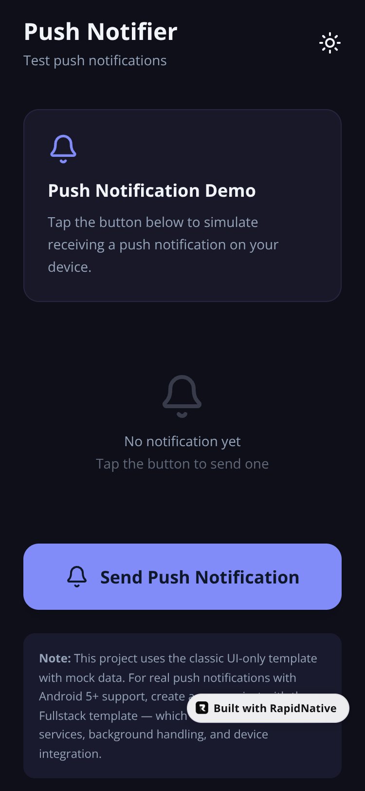 PushNotifier screen 1