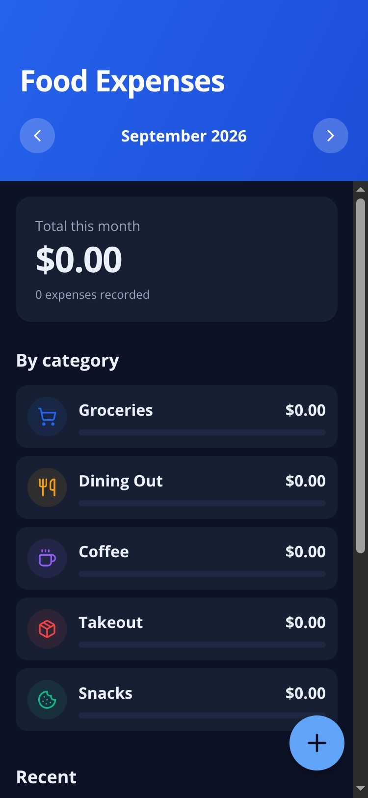 Food Expenses screen 3