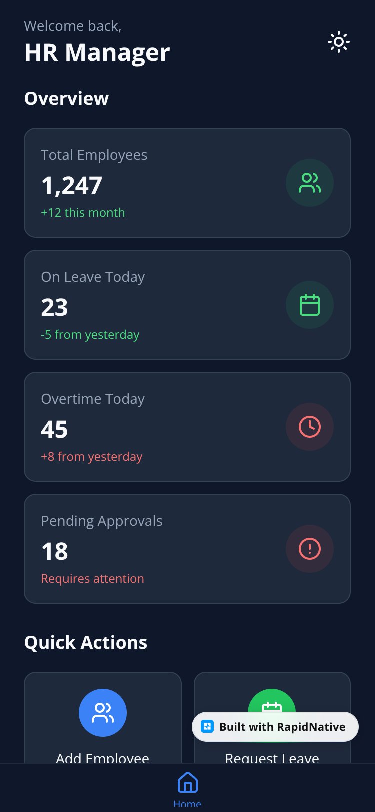 HRM Module screen 1