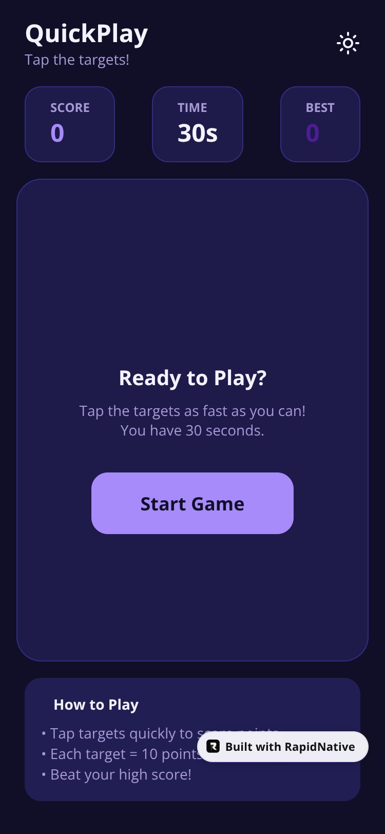 QuickPlay screen 1