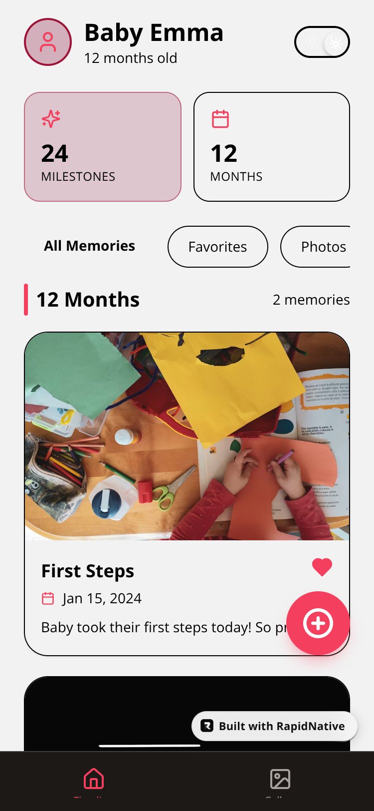 Baby Milestones screen 1