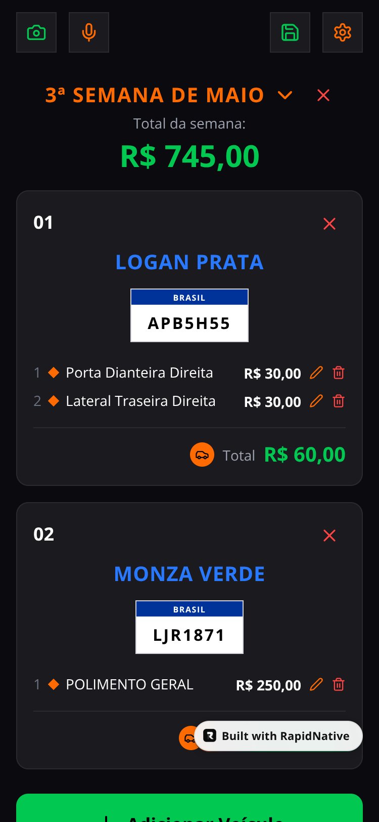AutoCar Martelinho — Gestão screen 1