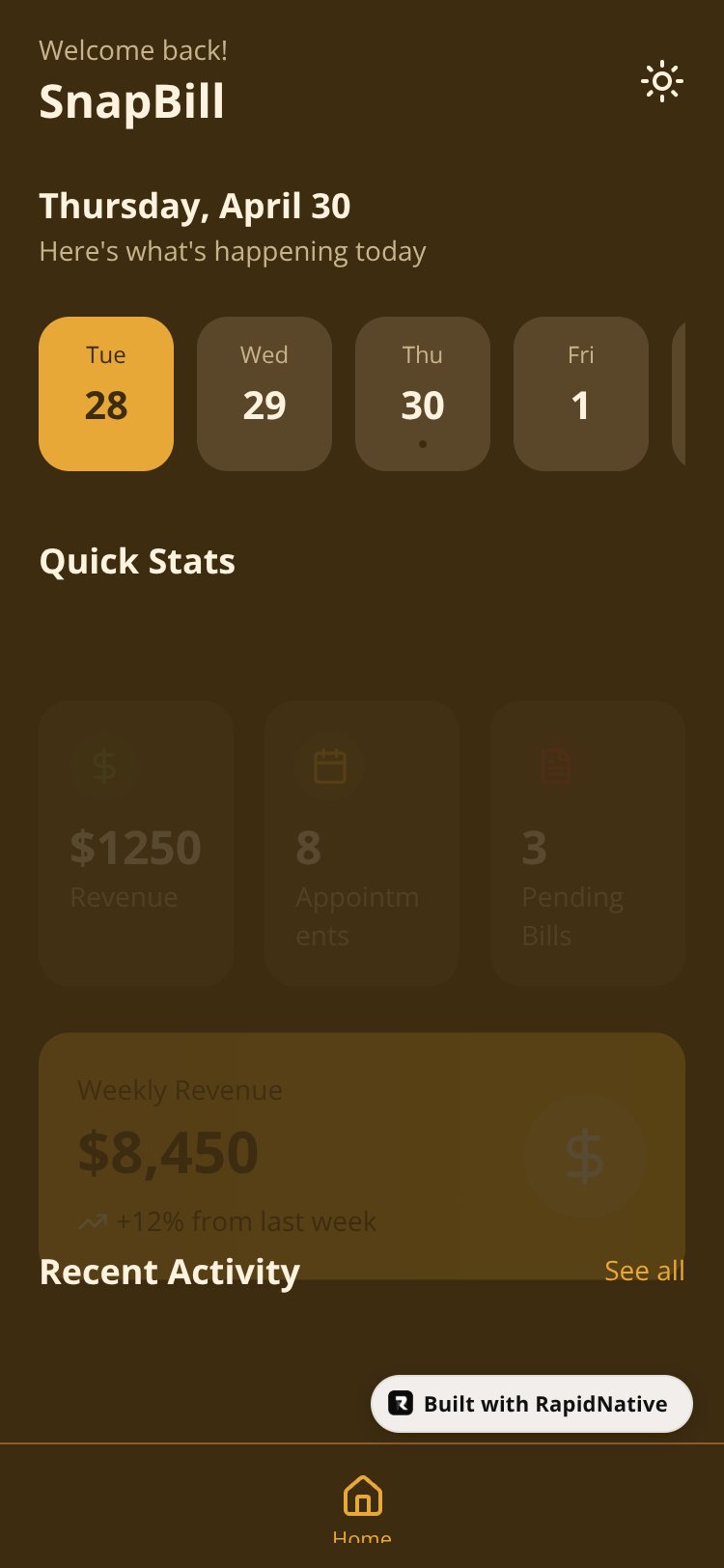 SnapBill screen 1