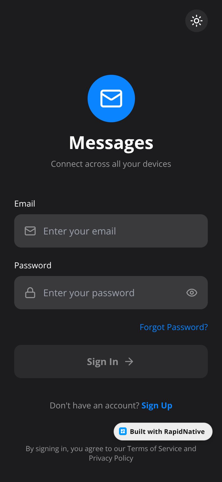 Messages screen 1