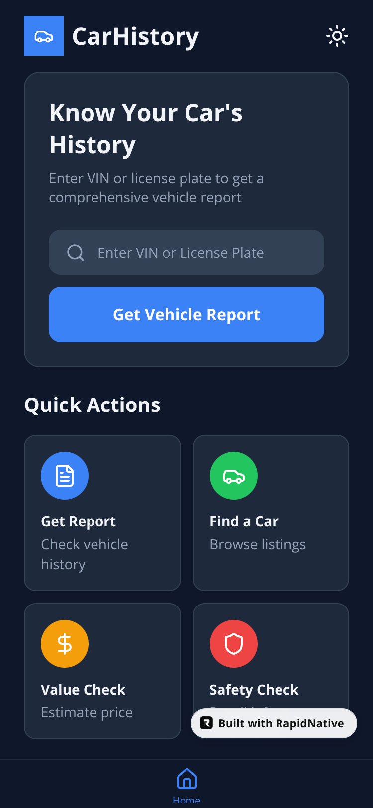 CarHistory Pro screen 1