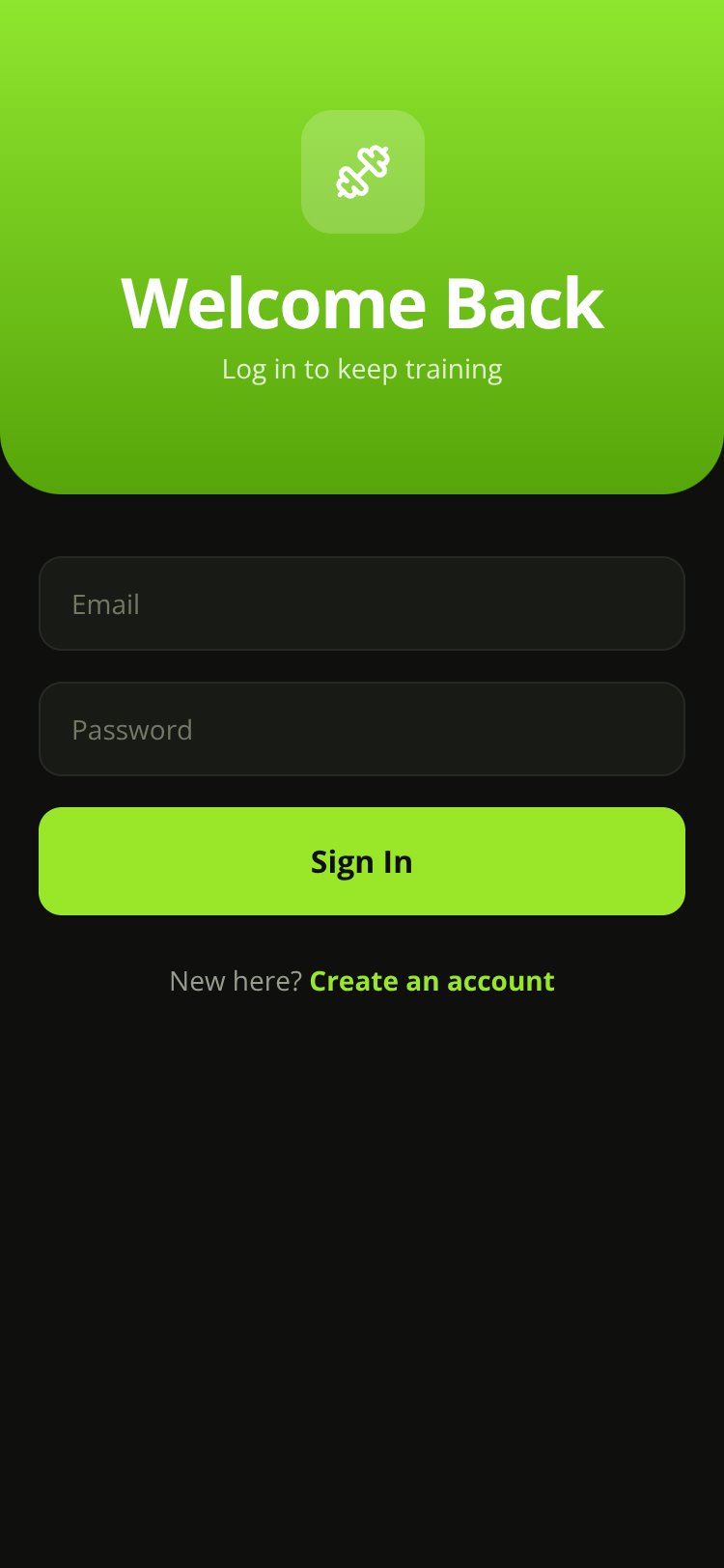 FitTrack screen 1