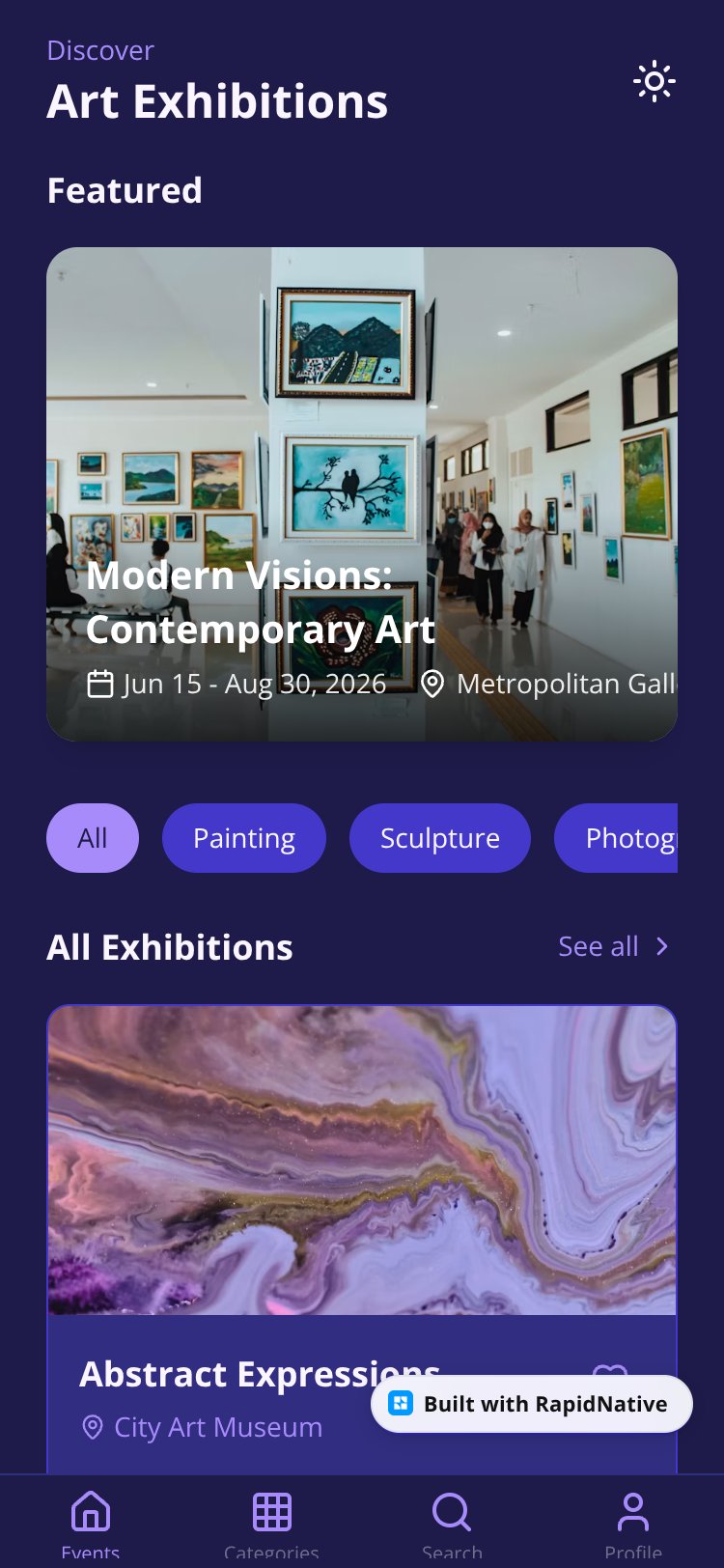 EventFinder screen 1