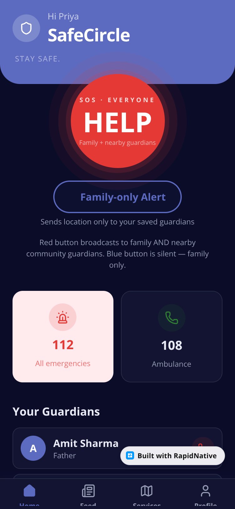SafeCircle screen 1
