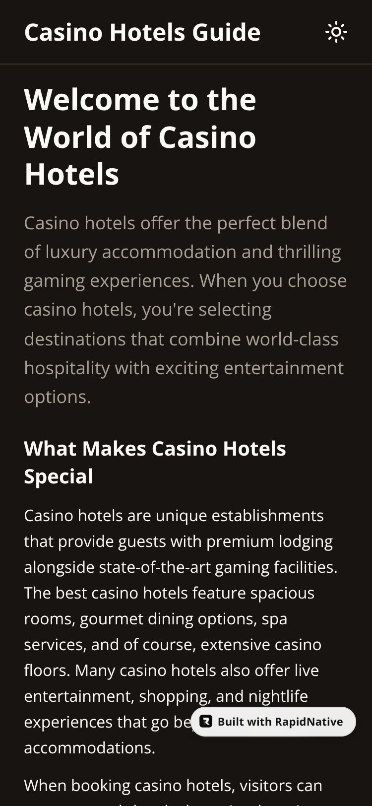 Casino Hotels Guide screen 1