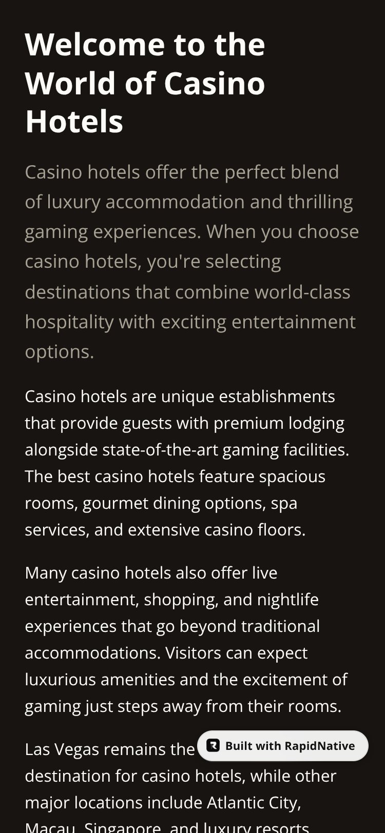 Casino Hotels Guide screen 1