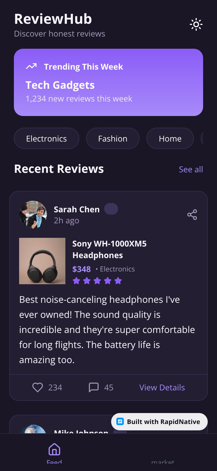SocialReview screen 1