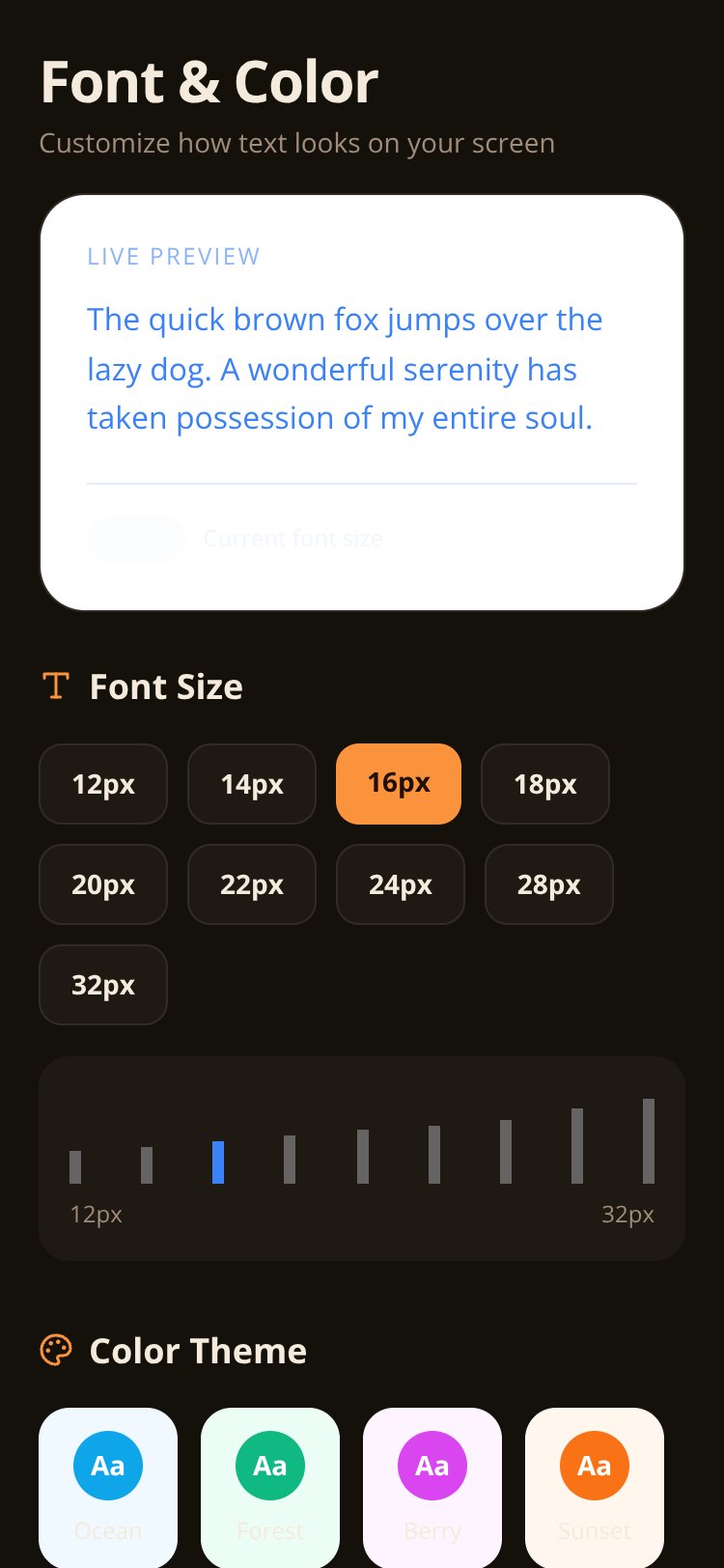 Font & Color screen 1