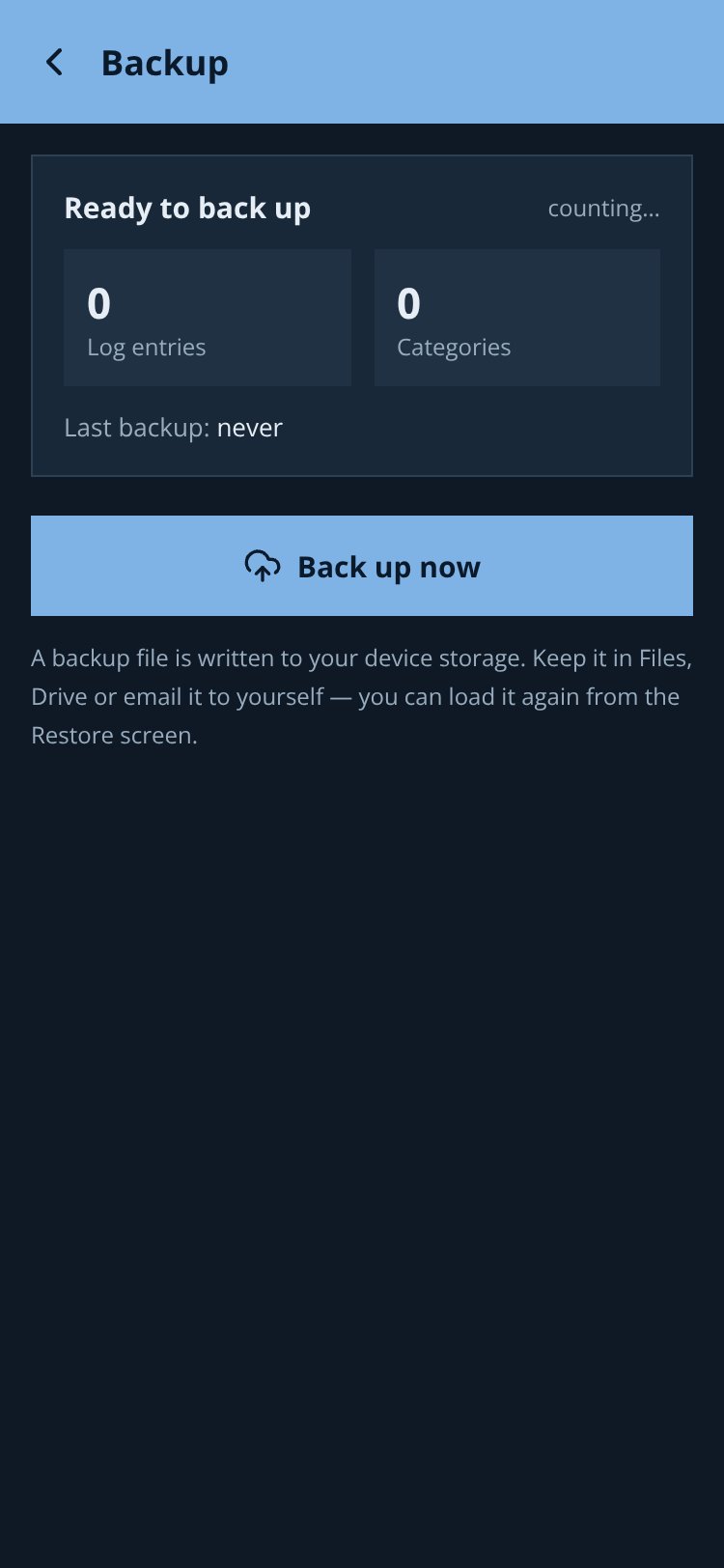 MyLogs screen 5