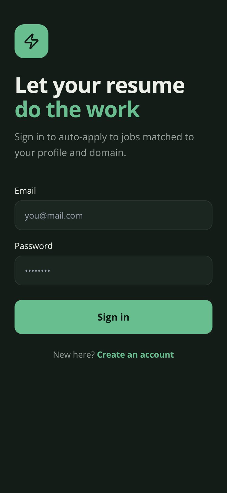 AutoApply screen 1