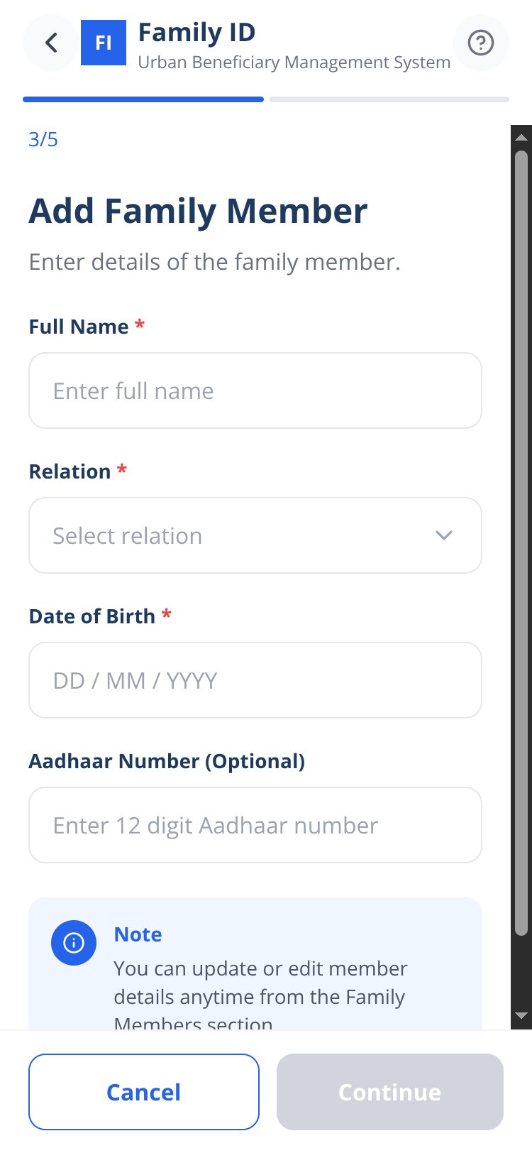 Family ID screen 1