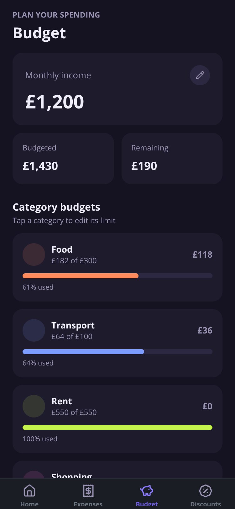 Student Wallet screen 2