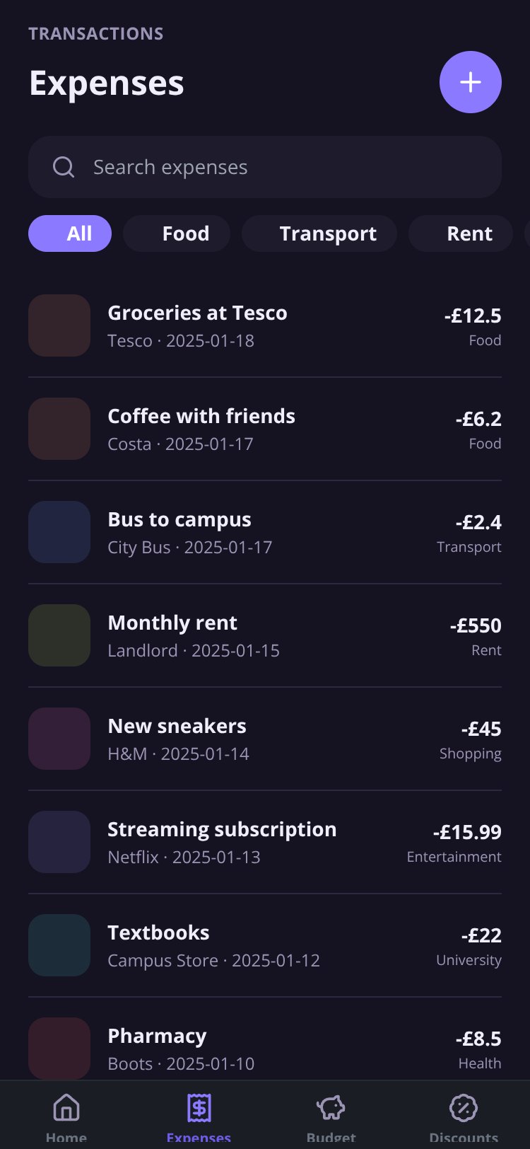 Student Wallet screen 3