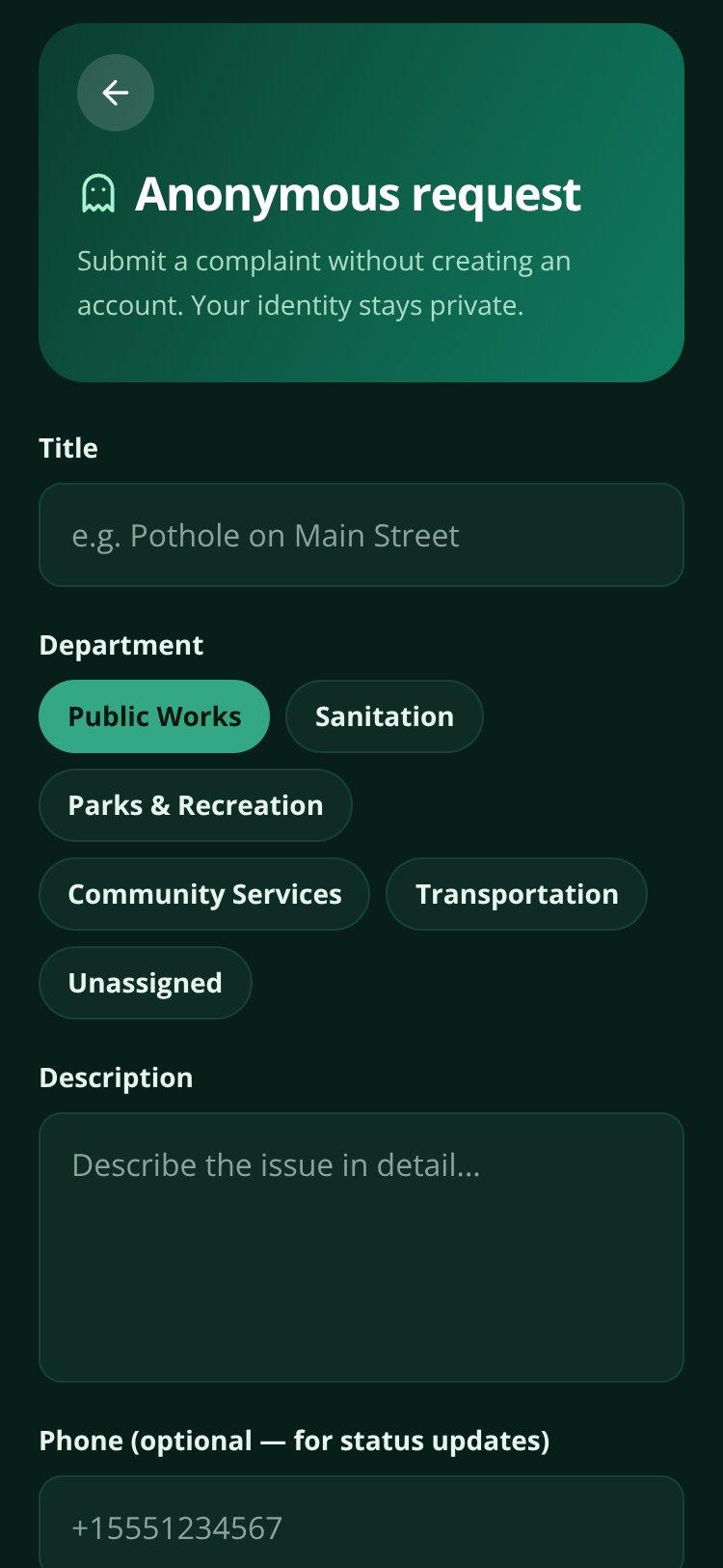 Civic Tracker screen 2