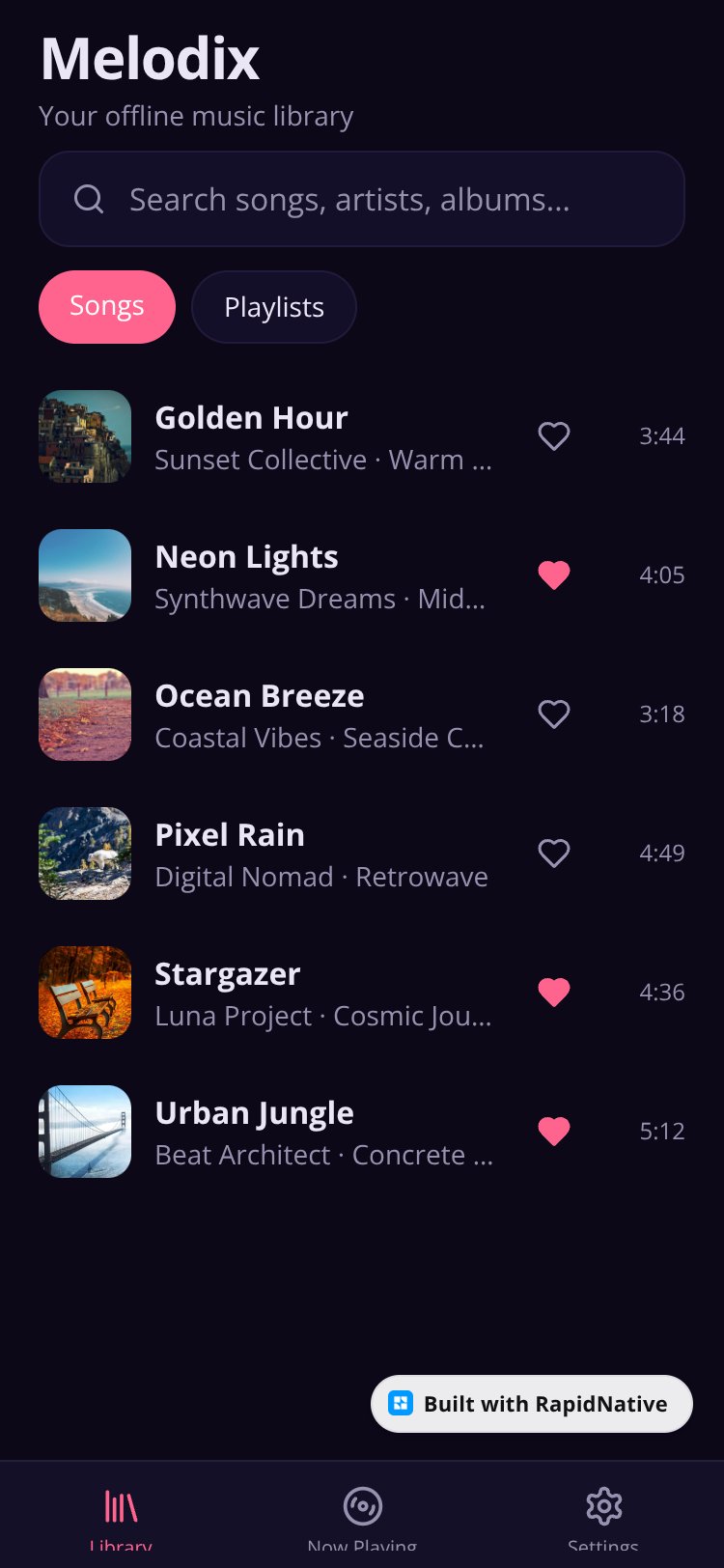 Melodix screen 1