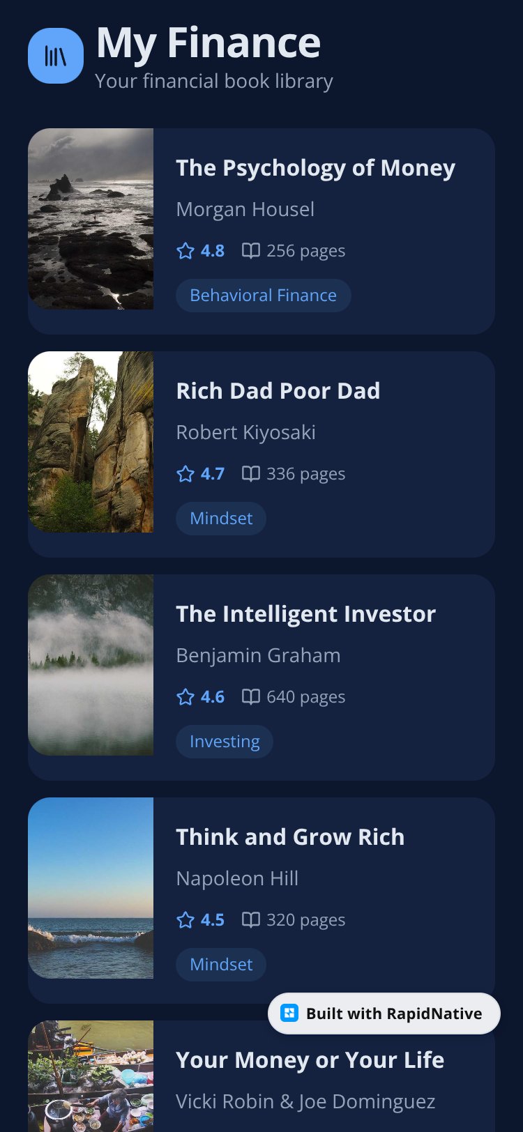 My Finance screen 1