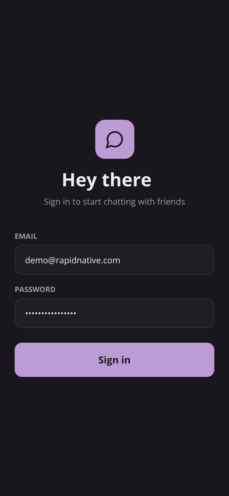RapidNative App screen 1