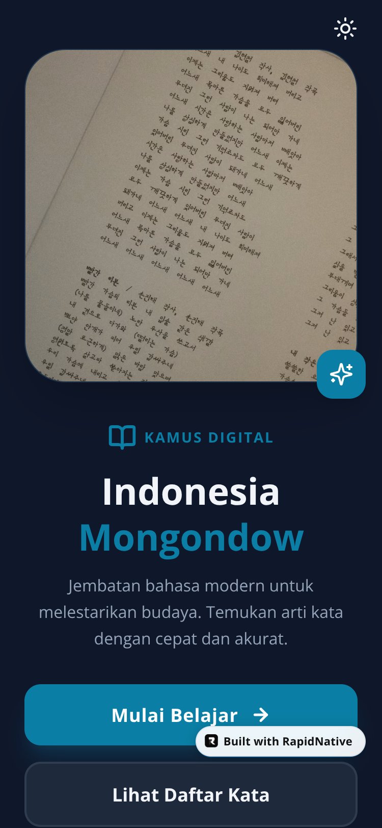 Kamus Indonesia - Mongondow screen 1