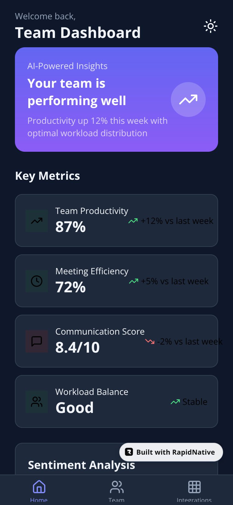 TeamPulse AI screen 1