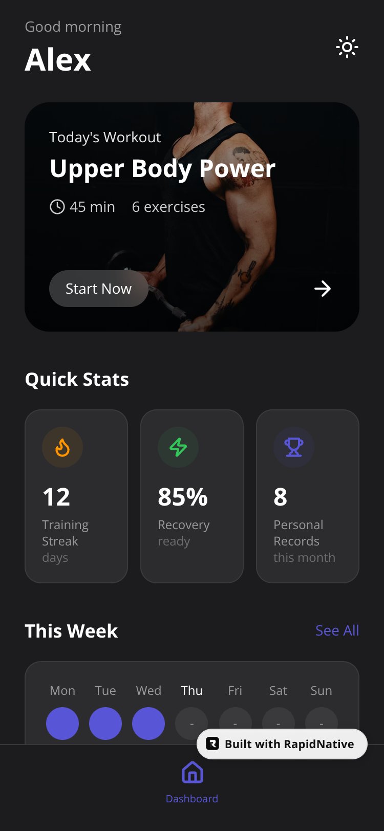 FitTrack screen 1