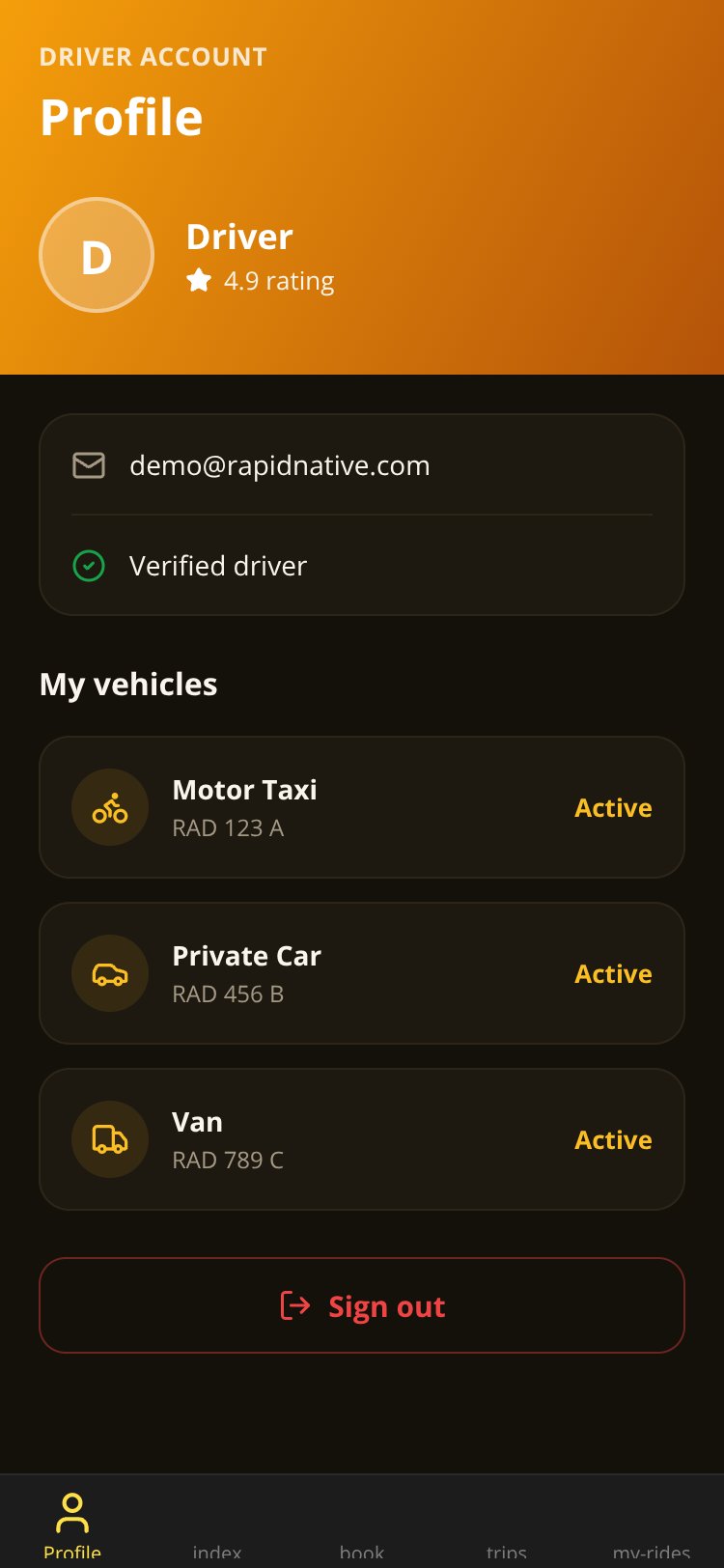 RapidNative App screen 3