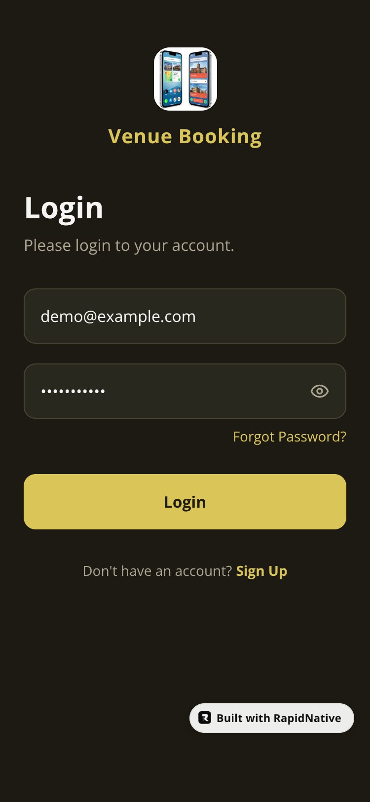 Venue Booking screen 3