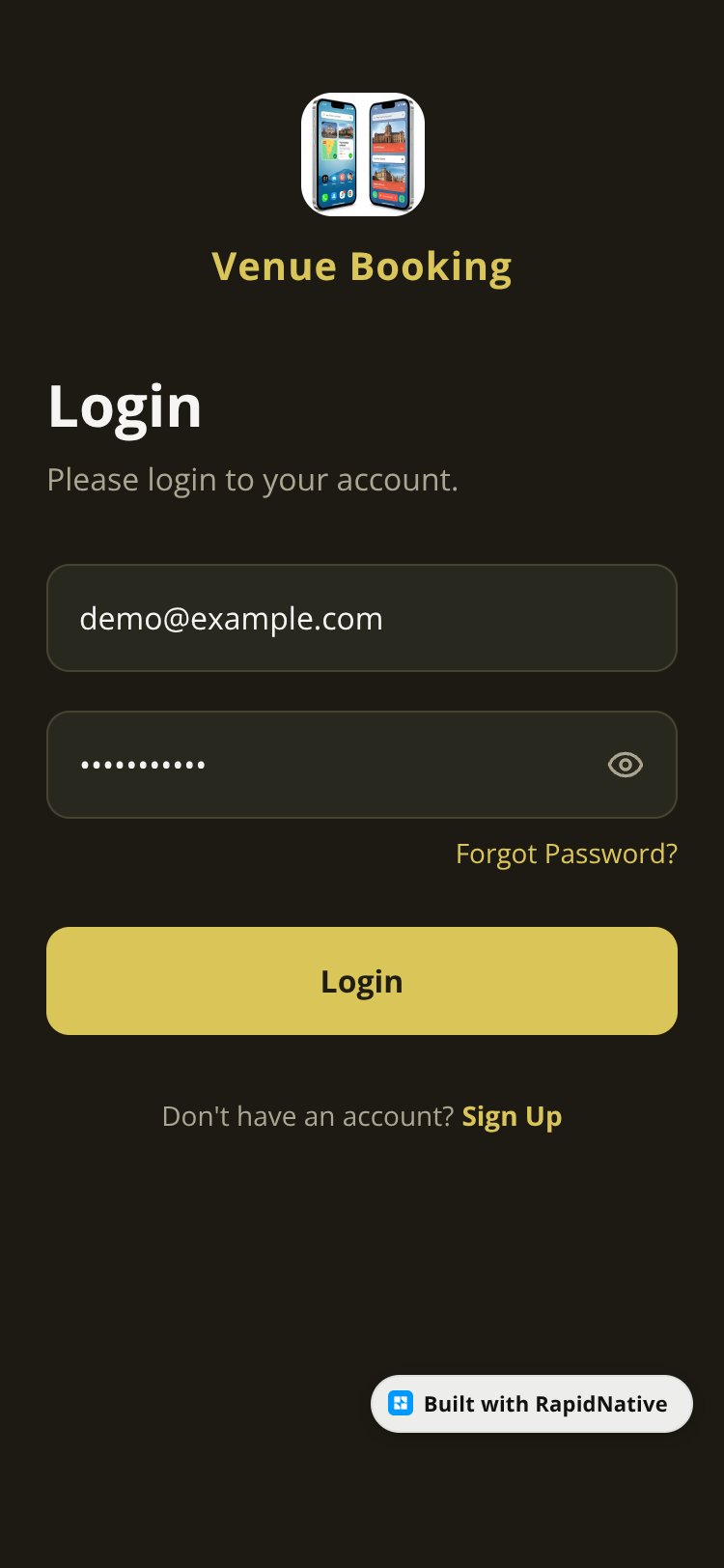 Venue Booking screen 5
