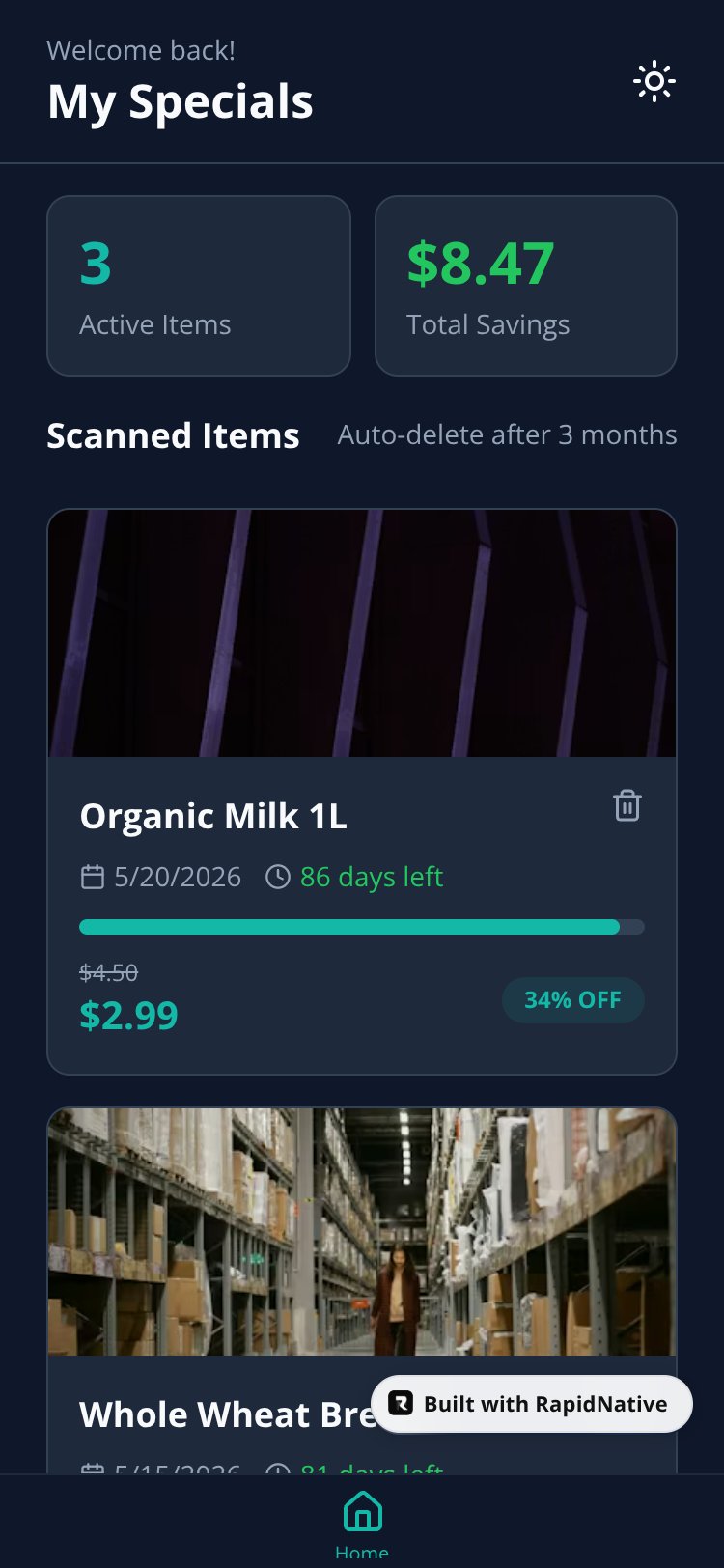 GroceryScanner screen 2