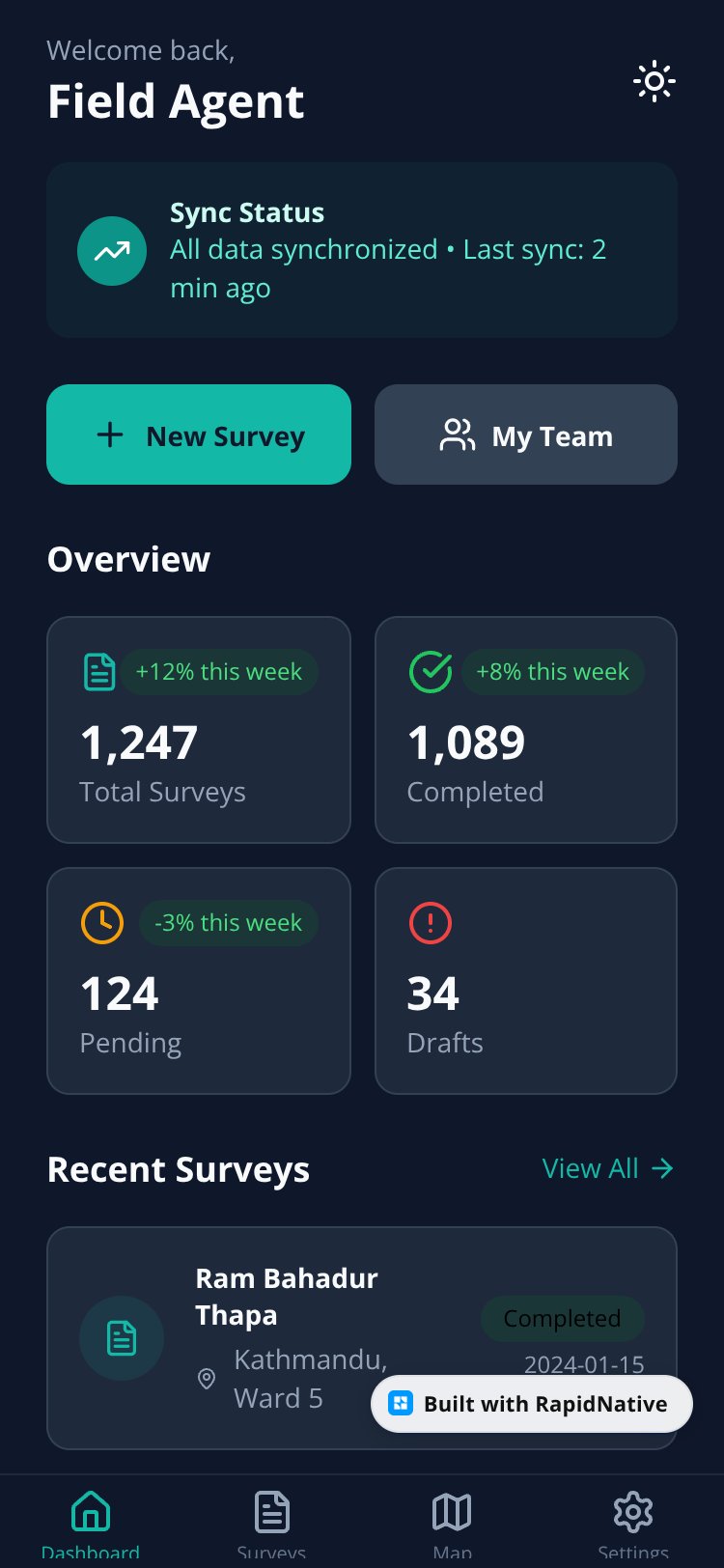 Field Survey Management App screen 4