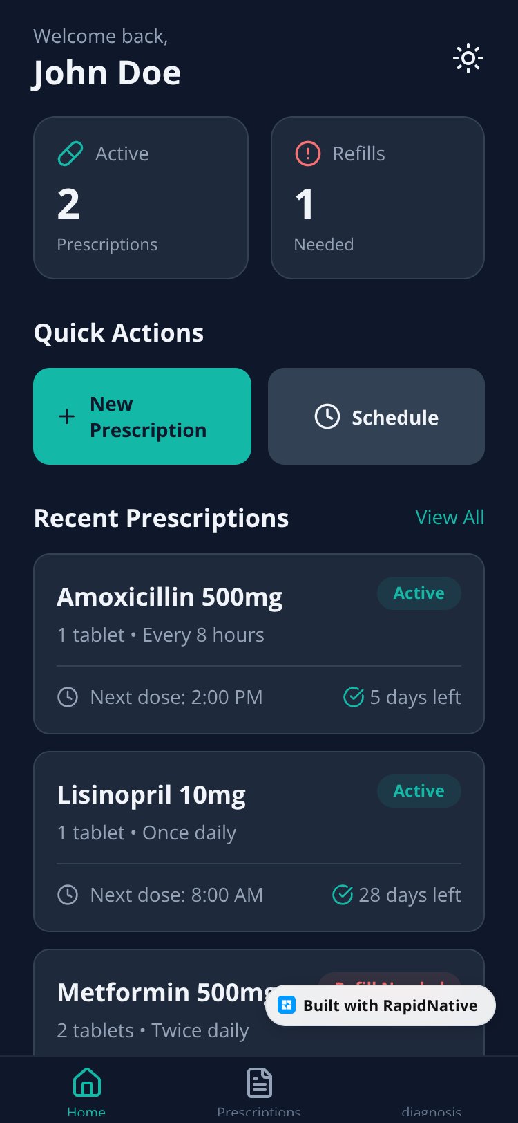 Prescription App screen 3
