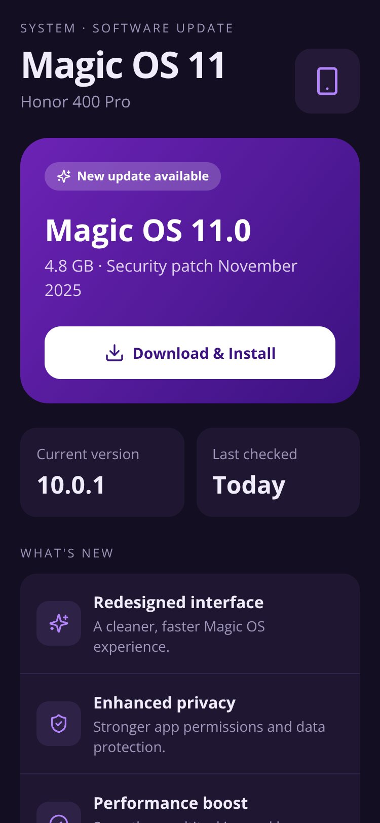 Magic OS 11 screen 1