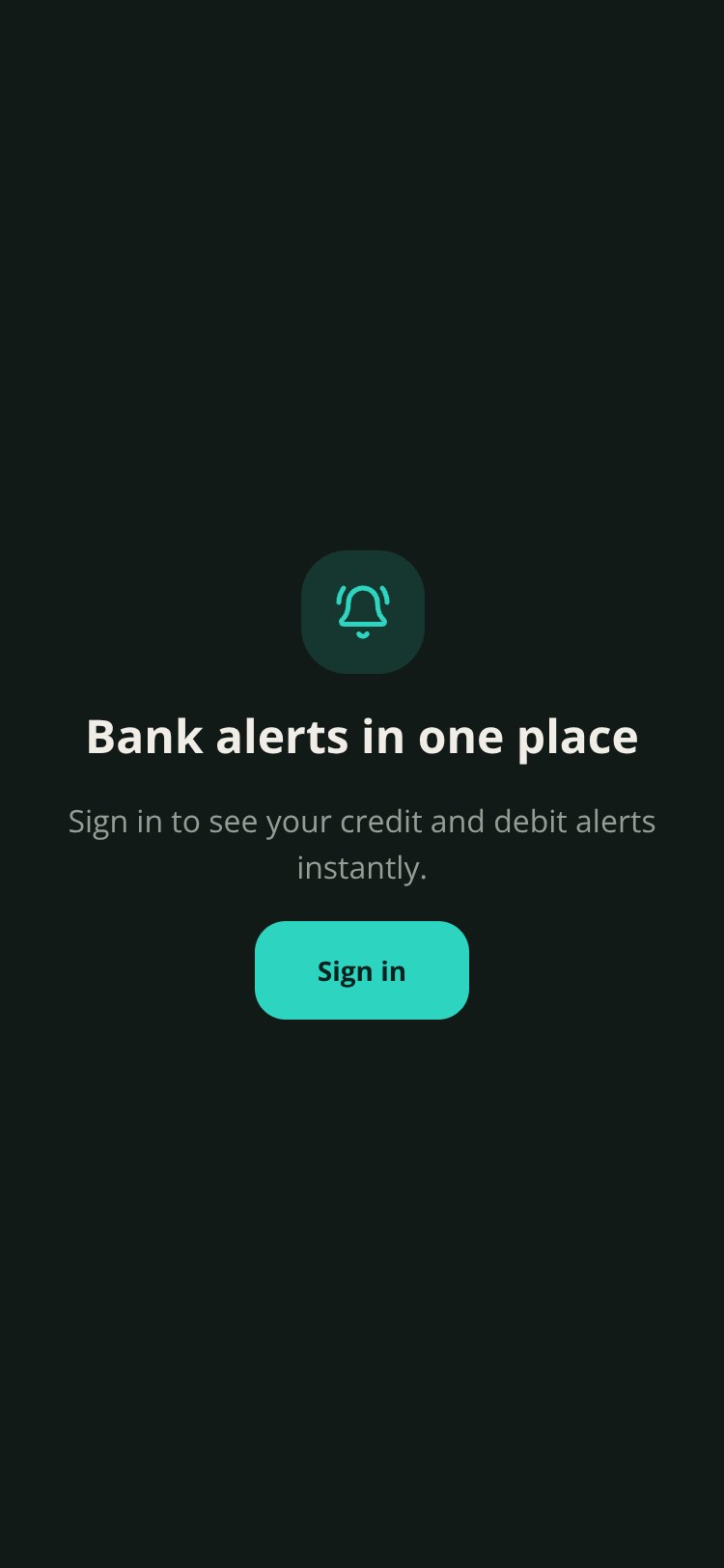 Bank Alerts screen 1
