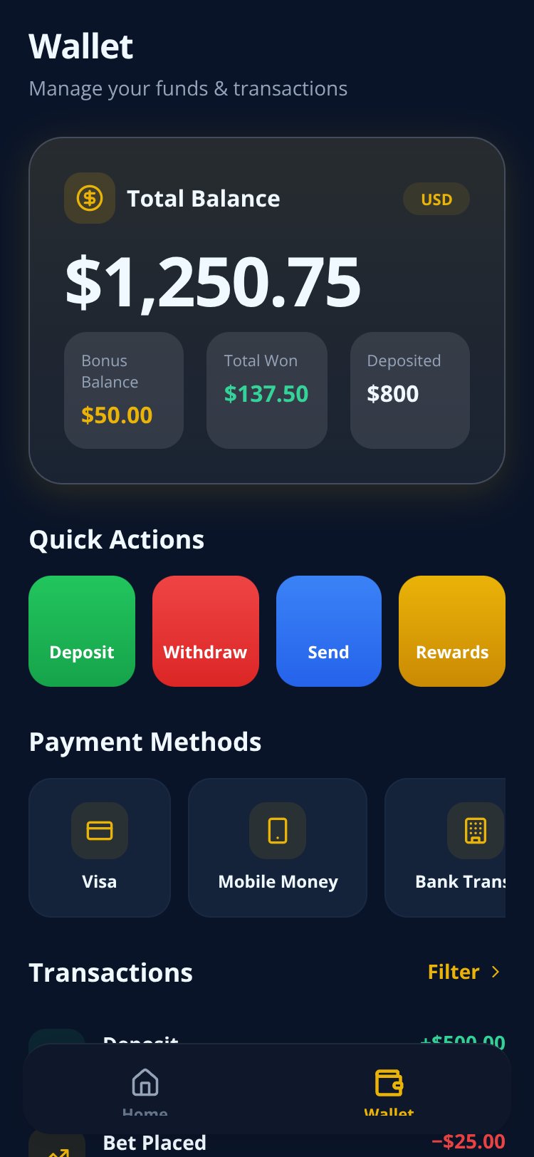 PredictionZone screen 1
