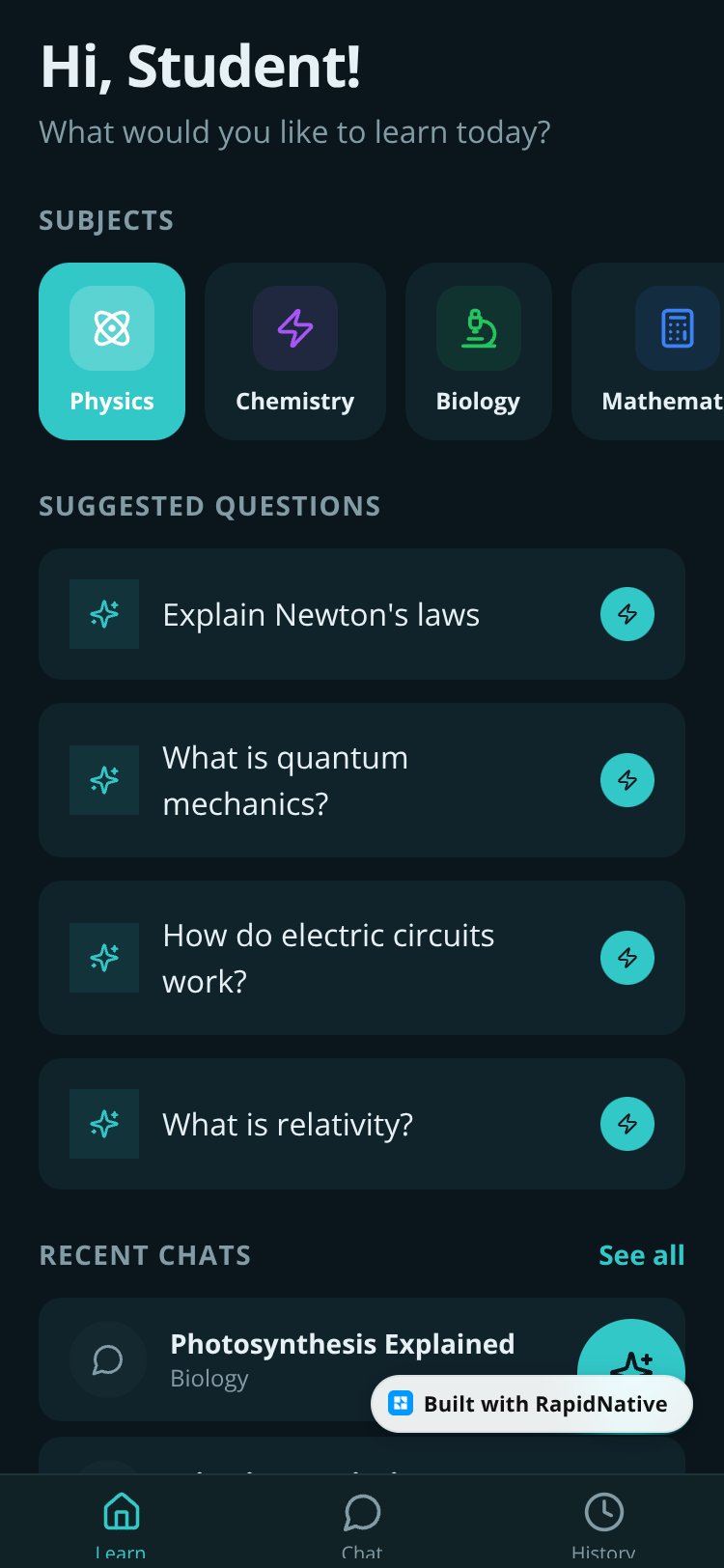 AI Study Buddy screen 1