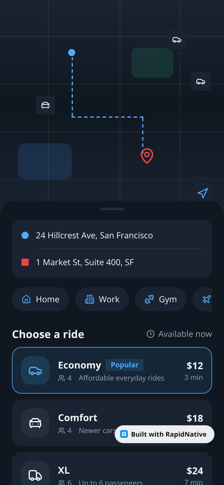 SwiftRide screen 2