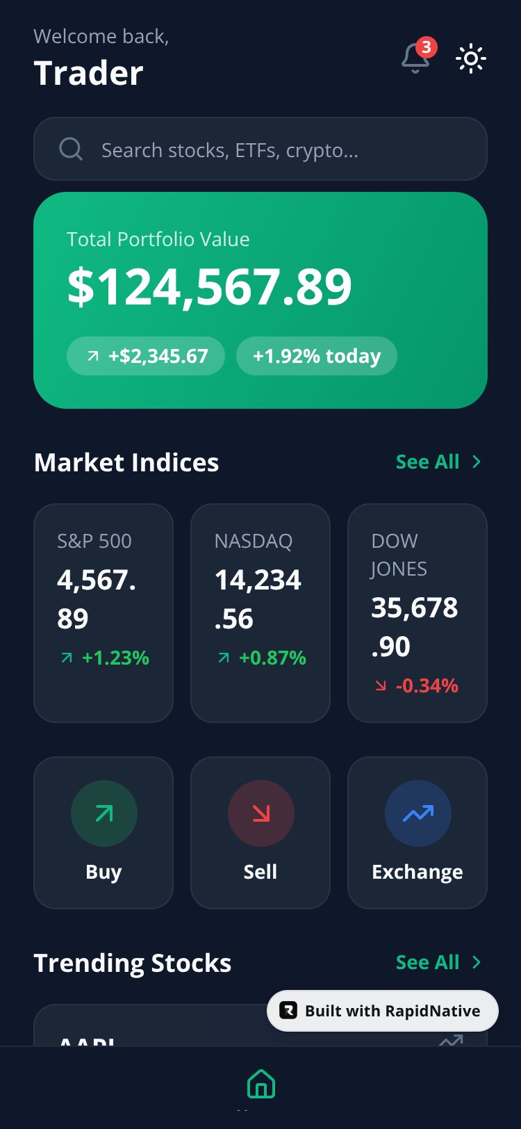 TradeX screen 1