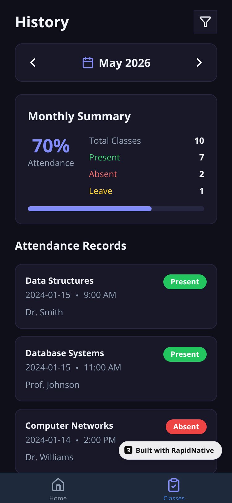 AttendEase screen 1